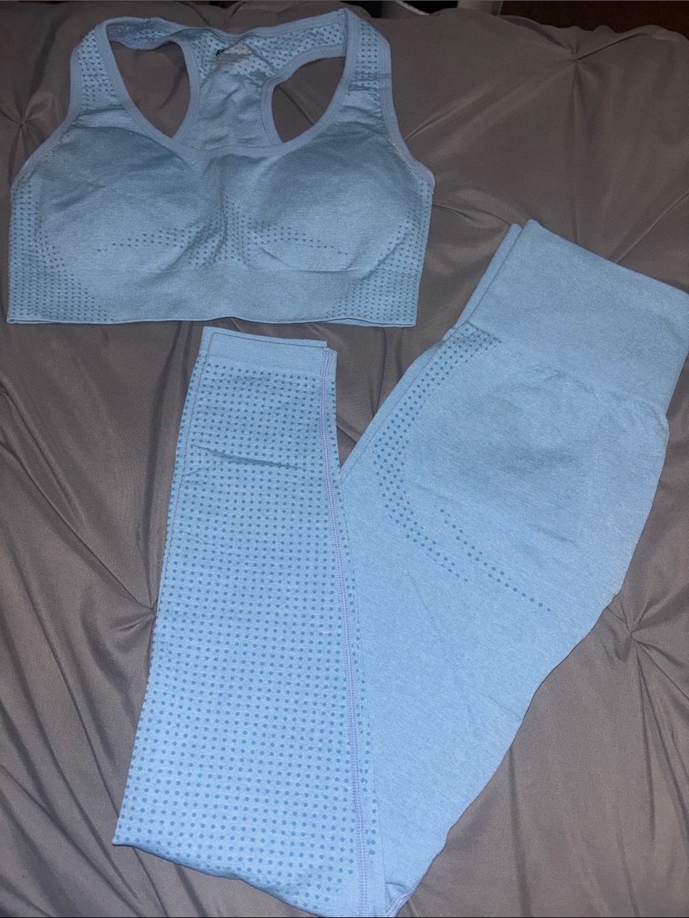 Amazon Light Blue Seamless Sports Bra & Leggings Set